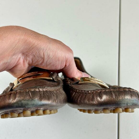 Coach Pewter "Nola" Leather Driving Moccasins Sz 7.5 Preppy Old Money - Picture 6 of 9